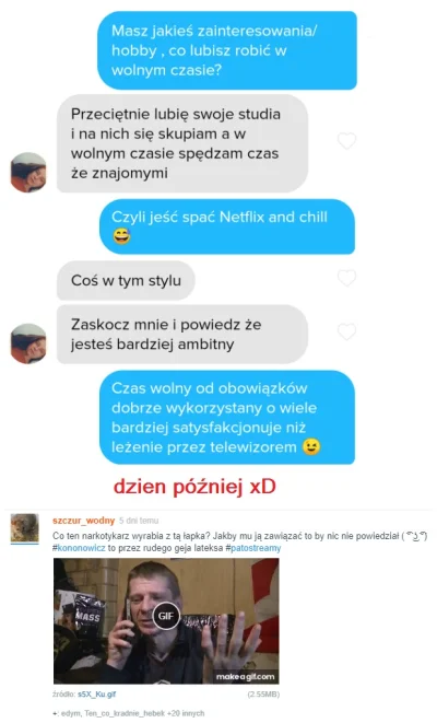 Pilaf - Pamiętacie wpis stulejarza, który wyśmiewał #p0lka z #tinder ? Nie chciał sie...