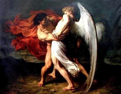 mull - Alexandre-Louis Leloir - Jacob Wrestling with the Angel, 1865 r.
#obrazy #mal...