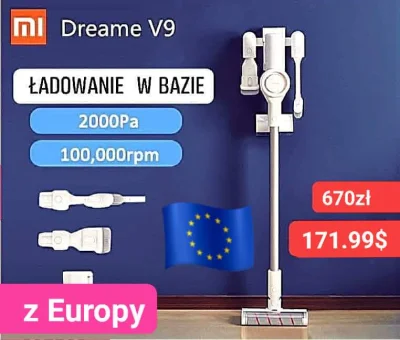 sebekss - Tylko 171.99$ (ok 670zł) za odkurzacz pionowy Xiaomi Dreame V9 z Europy ❗
...
