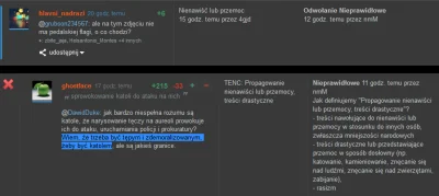 h.....i - Standardy moderacji Wykopu:
- stwierdzenie "pedalska flaga" - nienawiść i ...