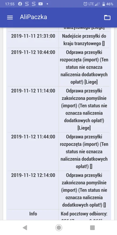 maciej-jaszak - Moja paczka od 12 listipada wisi w Liege
#alipaczka