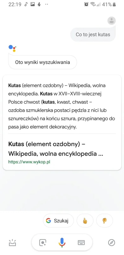 wenothhzonepl - Asystent Google pokazuje wyniki z wykopu :)