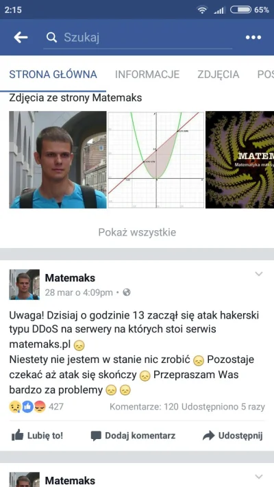 Tomek72222 - Po co robić DDoS na stronkę z zadaniami do matury? Komu to przeszkadzało...