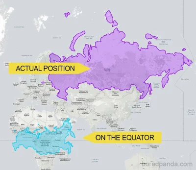 m.....u - Porównanie prawdziwej wielkości Rosji na standardowej mapie Afryki

#ciekaw...