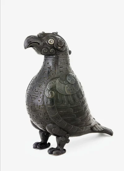 myrmekochoria - Pojemnik (brąz: 26 cm) na wino w kształcie ptaka, Chiny 770 - 221 rok...