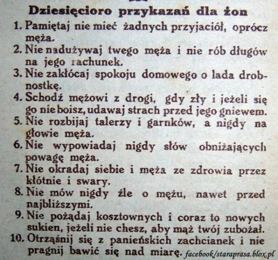 Sekutnica - Dziesięcioro przykazań dla żon, Przewodnik Katolicki 1931
#heheszki #cie...