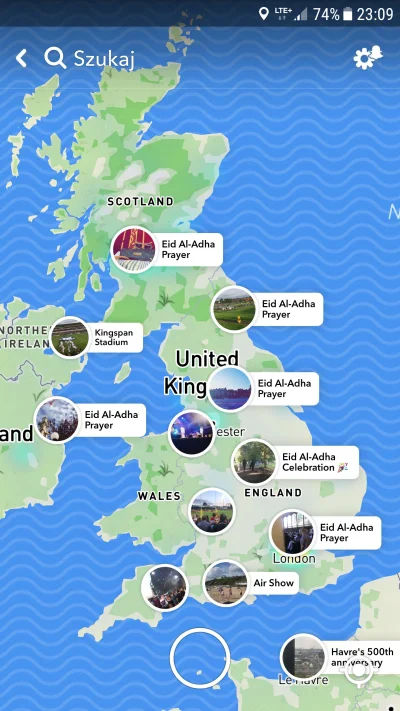 sln7h - Mapa snapchatowa UK wczoraj wieczór, taka sytuacja monotematyczna (⌐ ͡■ ͜ʖ ͡■...