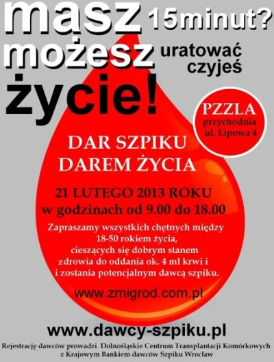 zmigrod - Masz 15 minut? Dobrze, możesz uratować komuś życie http://www.zmigrod.com.p...