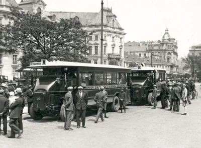 W.....c - Prehistoryczne autobusy Somua z 1928 roku. Zdjęcie przedwojenne, ogólnie do...