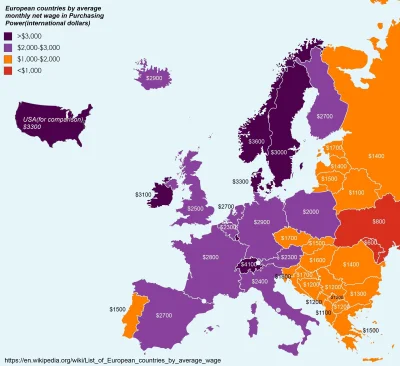 myzael - Kraje europejskie według siły nabywczej średniej pensji netto
r/MapPorn i W...