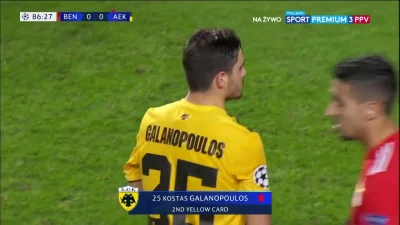 nieodkryty_talent - Druga żółta kartka Konstantinosa Galanopoulosa (AEK Ateny) przeci...