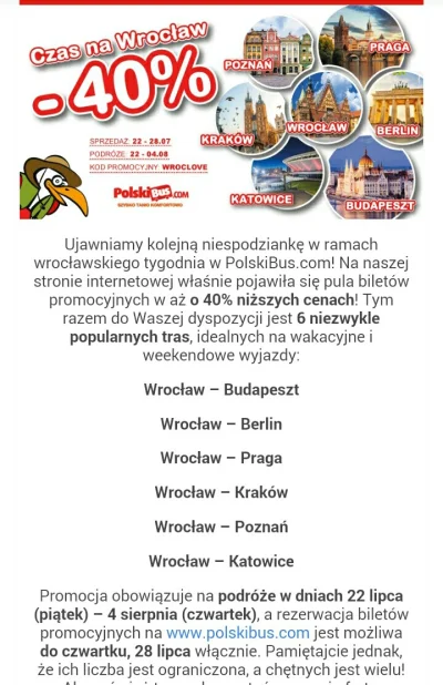 Kto_wie - Polski bus ma teraz zniżki na trasy z Wrocławia: - 40% po wpisaniu kodu: WR...