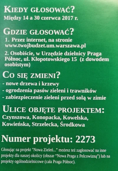 zellaLime - Jest akcja ! Pomóżcie przywrócić Pradze zieleń ! Głosujcie ! #Warszawa #P...