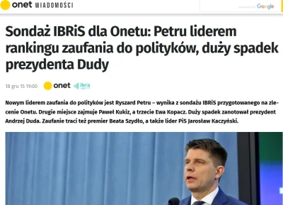 asterrr - @adam2a: Ibris dla onetu w sondażu zaufania do polityków, dawał też kiedyś ...