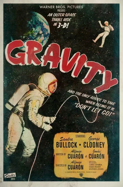 aleosohozi - "Grawitacja" w stylu retro
#plakatyfilmowe #gravity