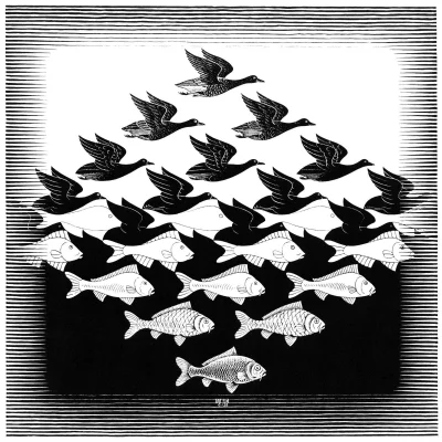 panidoktorodarszeniku - Maurits Cornelis Escher 
Sky and Water_, 1938