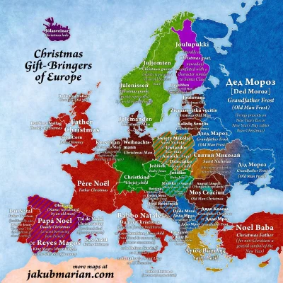 A.....1 - Kto przynosi prezenty na święta w europejskich krajach.

#mapy #mapporn #...