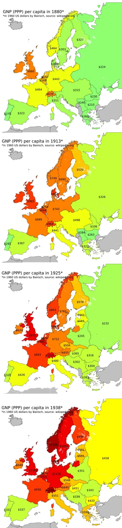 dertom - Dzięki Kartografia ekstremalna fb. PKB per capita w Europie na przełomie XIX...