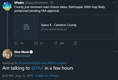 L.....m - @blackuGT: Elon zaraz będzie gadał z FAA, bo tak nie może być że zgody nie ...