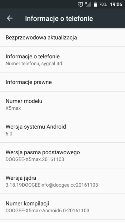 lycamob - @apstyn: ja mam DOOGEE X5MAX ANDROID 6.0-20161103

W sumie odkąd go kupił...