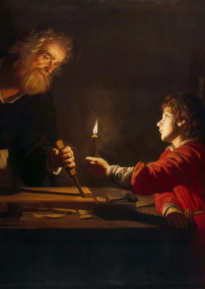 Ponczka - Gerard (Gerrit) van Honthorst - Dzieciństwo Jezusa
#sztuka #malarstwo