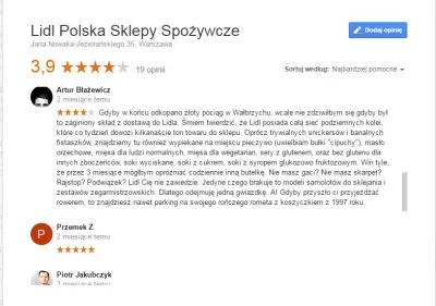 Z.....n - Ciekawa opinia nt. pewnego Lidla w Warszawie ;) 
#lidl #heheszki #opinia