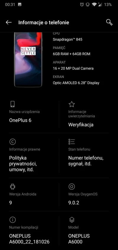 apple312 - #oneplus #oneplus6
Jak u was w oneplus6 bateria? bo ja mojego używam od 3...