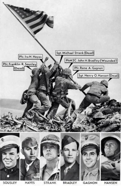 tomyclik - The men who raised the flag on Iwo Jima in Joe Rosenthal's 

iconic photo ...