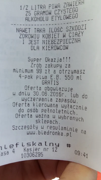 schwung - Dziś w #biedronka przy zakupach powyżej 99zł dają 4pak Tyskiego gratis

#...