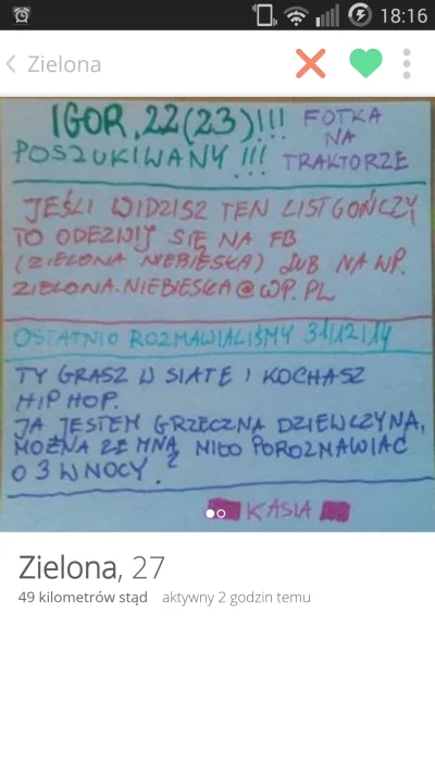 marchewkowy - Znacie jakiegoś Igora?

#tinder #podrywajzwykopem #igor