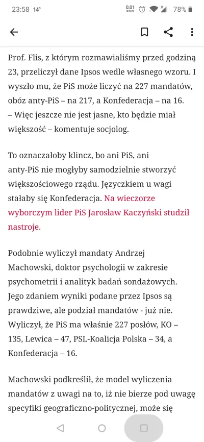 Zashi - Fragment artykułu z Wyborczej. Niby Ipsos źle policzył liczbę posłów w Sejmie...