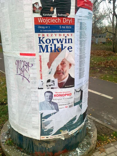 A.....o - Jakiś lewak podarł plakat z Korwinem na jednym ze słupów firmy Jubilat w Bi...