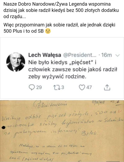 G.....a - Wałęsa też dostawał 500+ #bolek