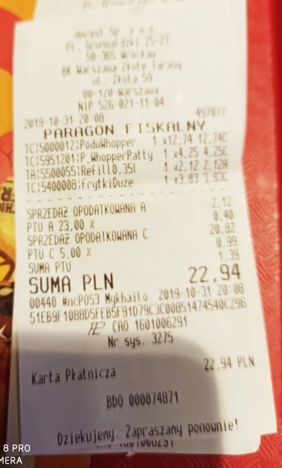 pcela - W Burger Kingu w Złotych Trasach, chciano mi policzyć ponad 28 zł za potrójne...