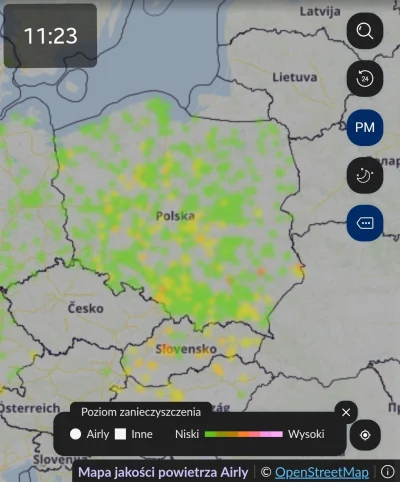 KingRagnar - Poziom zanieczyszczenia kraju na 11:23 

Wybrałem opcję PM - wyświetla t...