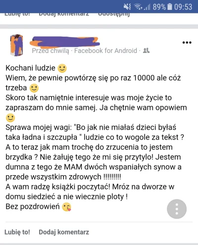 C.....M - Mam tą " panią " w znajomych. Codziennie wrzuca swoje zdjecie, ktos wkoncu ...