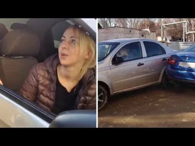 Zdejm_Kapelusz - Pijana pani stara się zaparkować auto w kraju Krasnodarskim, uszkadz...