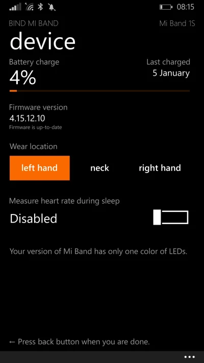 dancap - Jakby kogoś interesowało ile wytrzymuje #miband 1s na #windowsphone na aplik...