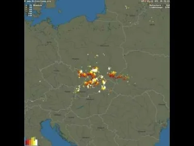 LostHighway - Zapis radarowy wczorajszego burzowego dnia, od 8:47 do 8:35 dzisiejszeg...