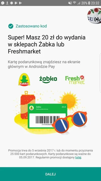 MatikHere - TIP NA 20ZL DO ZABKI I FRESHMARKET. 
1. Instalujecie android pay
2. Dod...
