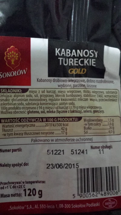 Jendrazzz - Merhaba Wykopki firma Sokołów sprzedaje "KABANOSY TURECKIE GOLD". Pracuję...