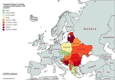 adam2a - Ubytek populacji w krajach europy wschodniej:

#mapporn #ciekawostki #demo...