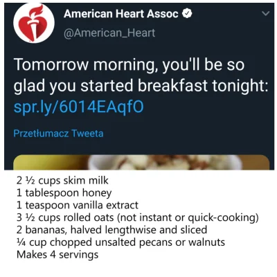 BarkaMleczna - Na Twitterze amerykańskiego towarzystwa kardiologicznego, pojawiła się...