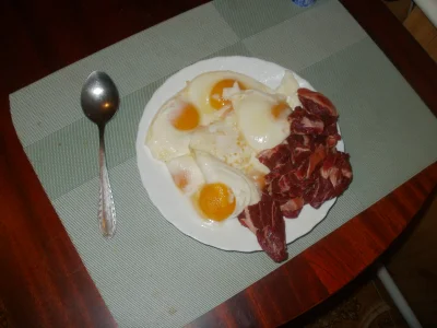 anonymous_derp - Dzisiejsze śniadanie: 9 jajek sadzonych na maśle, goleń wołowa, sól....