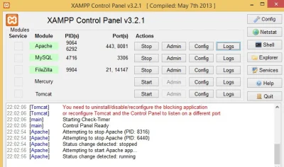 M.....s - #webdev #xampp 
zmieniłem port apache na 8081, ale jak klikam admin to "Ni...