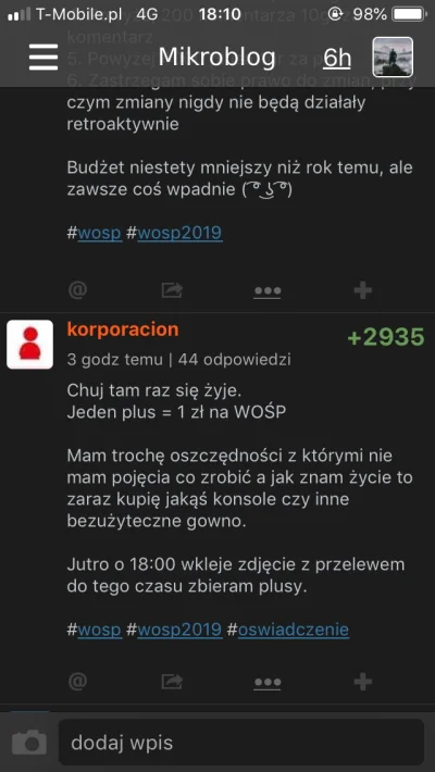 StaryVerter - W tym roku na #wosp2019 nie dałem nawet plusa 

#czujedobrzeczlowiek