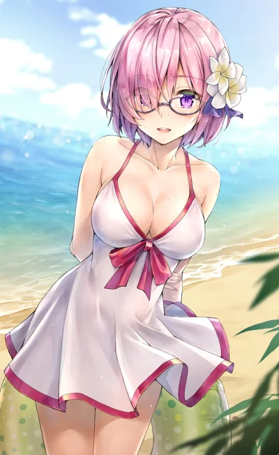 j.....n - #randomanimeshit #fate #fategrandorder #shielder #swimsuit #meganekko #pixi...