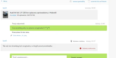 waldemarkiepski11 - Odpowiedź sprzedawcy z OLX na podesłaną stronę ( ͡º ͜ʖ͡º)