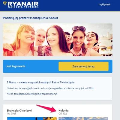 orog - A na dzień kobiet każdy ma swoją promocję ...myślę że Ryanair ma cos specjalne...