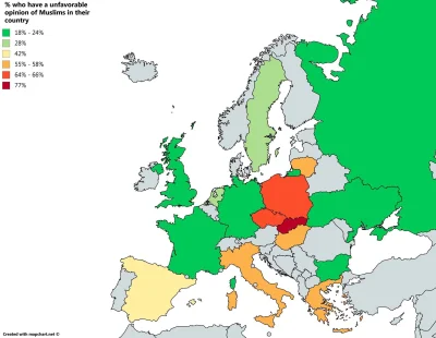 Brajanusz_hejterowy - Interesująca mapa z Reddita - procent mieszkańców mających nega...
